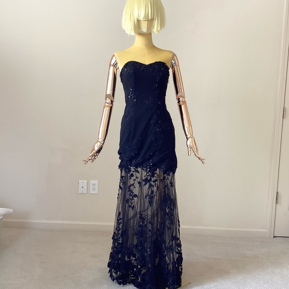 Janique Elegant Black Strapless Evening Gown SZ XS